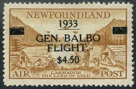 Newfoundland 1933 - Balbo cruise, $4.50 in overprint. - Bolaffi T18A