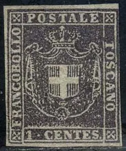 Italiaanse oude staten - Toscane 1860 - Provisional Government, 1 cent brown violet. - Sassone N. 17
