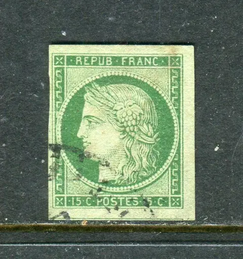 Frankrijk 1850 - Superbe & Rare n° 2 Grandes Marges - Cachet Gros Points Carrés & Cachet Américain