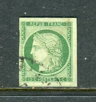 Frankrijk 1850 - Superbe & Rare n° 2 Grandes Marges - Cachet Gros Points Carrés & Cachet Américain