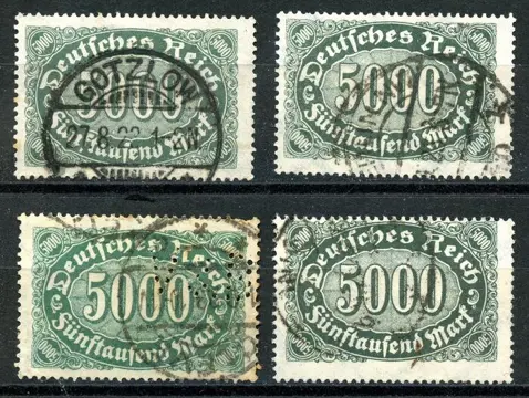 Duitse Rijk - No. 256, all colours, expertised by BPP (German Federation of Philatelic Experts), cancelled