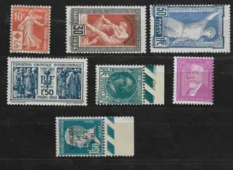 Frankrijk - Lovely lot of semi-modern stamps, mint** - Yvert n°147, 185, 186, 265, 274, 291, 292