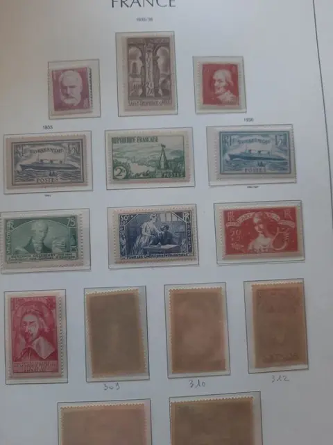 Frankrijk 1935/1936 - Single lot - Année 1935 N°299 à 308 sauf 300A et 301A MNH** Côte Y/T 750€