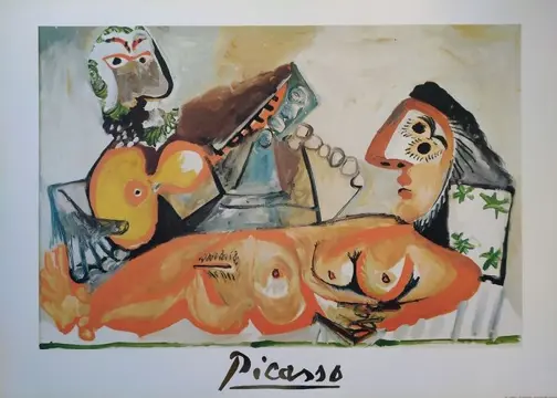 Pablo Picasso (after) - "Reclining Nude and Man Playing The