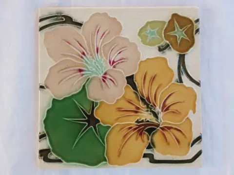 Hemixem - Art Nouveau tegel (15,3 x 15,3 cm) met daarop