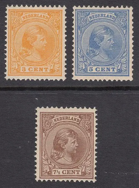Nederland 1891/1892 - Koningin Wilhelmina - NVPH 34, 35, 36