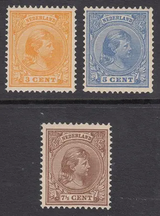 Nederland 1891/1892 - Koningin Wilhelmina - NVPH 34, 35, 36