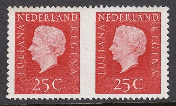 Nederland 1969 - Koningin Juliana, met foutdruk in midden ongetand paar