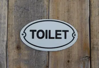 Wc , Bordje emaille , toilet voor de deur