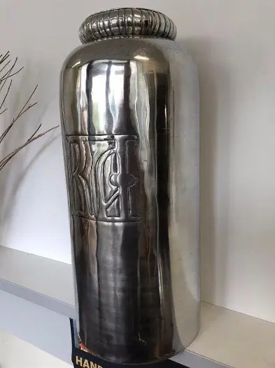 Vaas , aluminium XL, zilver look , kado , vaas