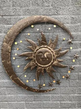 Metalen wandornament, de zon, maan en sterren , kado