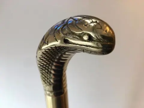 Wandelstok, met cobrakop, messing , cobra