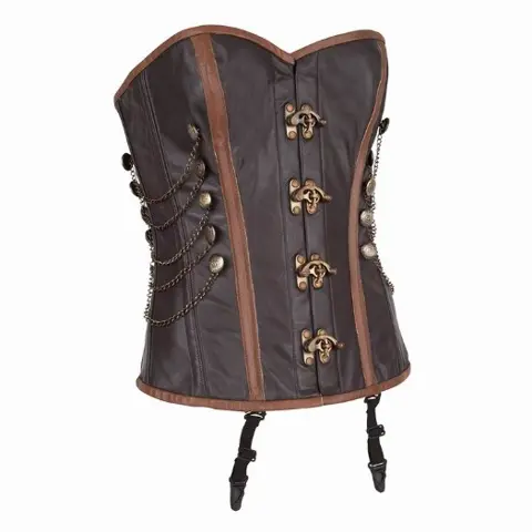Leren steampunk korset model 25 maat small t/m 6xl