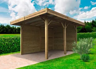Tuinhuis-Blokhut carport combinatie: 4064 x 5064mm