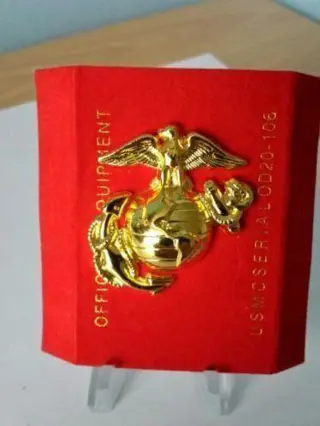 Embleem,Badge,Pet,Kepie,USMC,Goudkleurig
