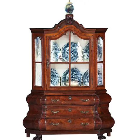 MINIATUUR of meesterstuk van een "18e eeuwse wortelnoten porseleinkast"  ca 1885