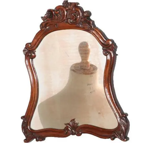 Antieke spiegel / Klein Biedermeier spiegeltje met verweerd glas ca. 1830