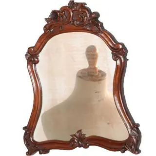 Antieke spiegel / Klein Biedermeier spiegeltje met verweerd glas ca. 1830