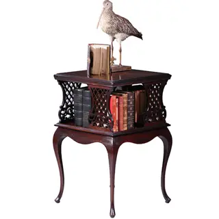 Kleine vierkante boekenmolen laat Victoriaans ca 1890 met ajour gezaagde paneeltjes