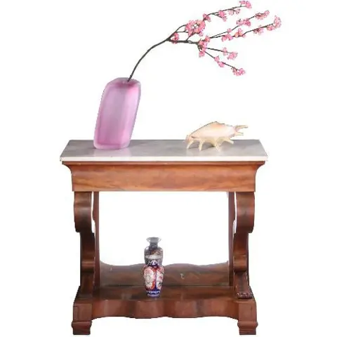 Antieke bijzettafels / Hollandse wandtafel of trumeau met 2 zij-lade  ca. 1840