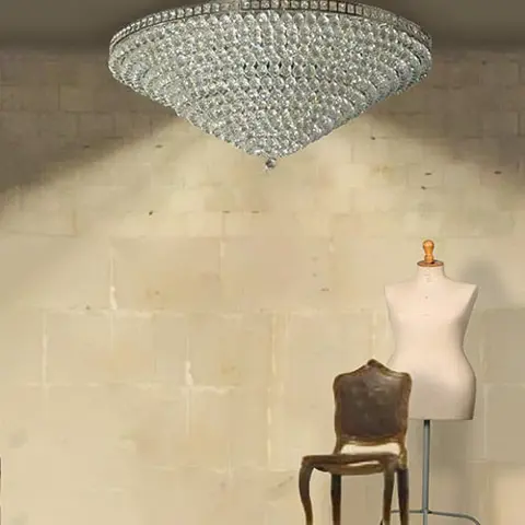 kolossale kroonluchter ca. 1950 met vele honderden geslepen bollen diameter 1,20 m.