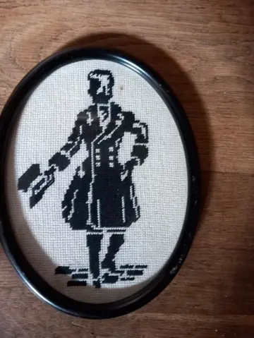 Schilderij, geborduurd, retro