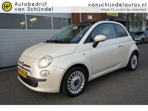 Fiat 500 1.4-16V 101PK LOUNGE PERFECT ONDERHOUDEN PARELMOER WIT PANORAMADAK LEDER STOELVERWARMING LM