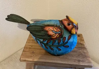 VOGEL BONTGEKLEURDE METAAL GROOT 30 CM NIEUW