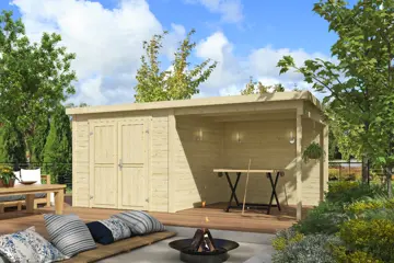 Blokhut met overkapping Lars 500x250 onbehandeld vuren