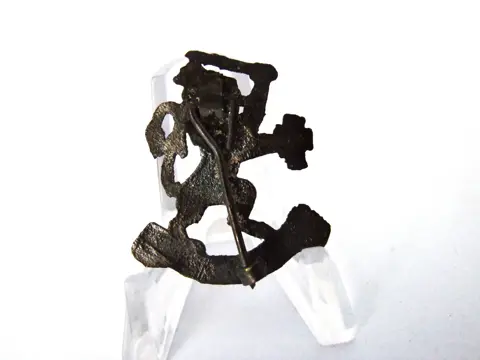 Pet,Schuitje,Embleem,Leeuw,Met,Hoed,WWII,Nederland,Koper