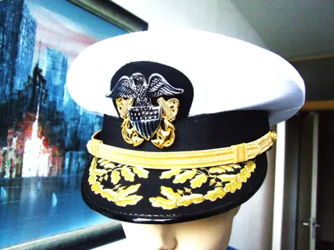 Pet,Kepi,US,Navy,Admiraal,Wit