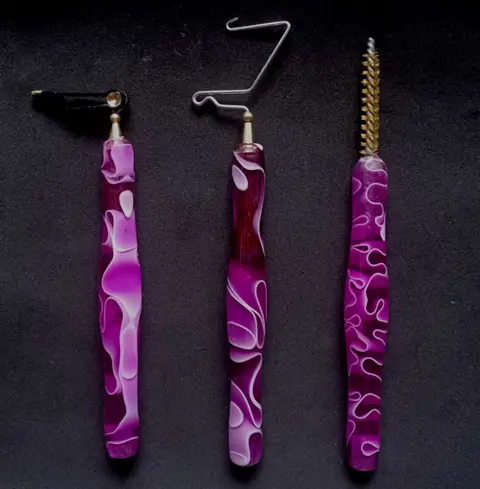 Vliegvissen vliegbinden Set van 3 stuks ergonomische vliegbind gereedschap (Paars