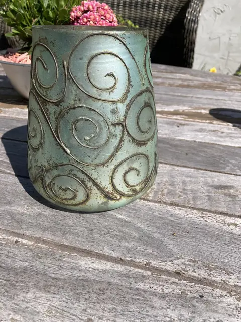 WINDLICHT GROOT GLAS MET RIJKE DECORATIE 16 CM NIEUW