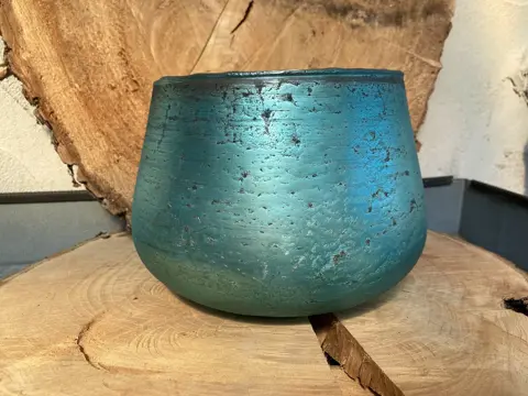 WINDLICHT TURQUOISE ZILVER HOOG 15,5 en 8,5 cm NIEUW