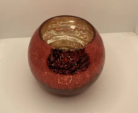 WINDLICHT BOL CRAQUELE GLAS PAREL EFFECT ROOD 12,5 cm Op zoek naar een windlicht of theelichthoude