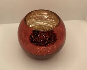 WINDLICHT BOL CRAQUELE GLAS PAREL EFFECT ROOD 12,5 cm Op zoek naar een windlicht of theelichthoude