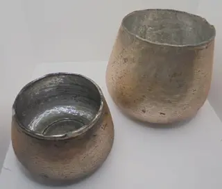 WINDLICHT SALMON PINK ZILVER HOOG 14 en 8 CM SET NIEUW