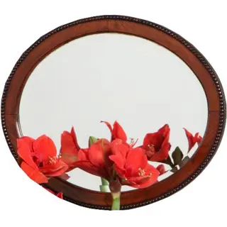 Antieke spiegel / Ovaal met facet geslepen ca. 1900 met parel rand