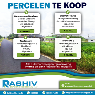 Bouwkavels te koop in Suriname