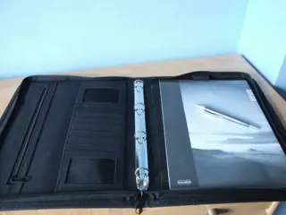 Schrijfmap,Half,Leder,Zwart,Ringband,A4