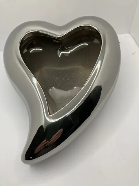 HART ZILVER GEGLAZUURD PLANTENSCHAAL MIDDEL 22 CM Nieuw