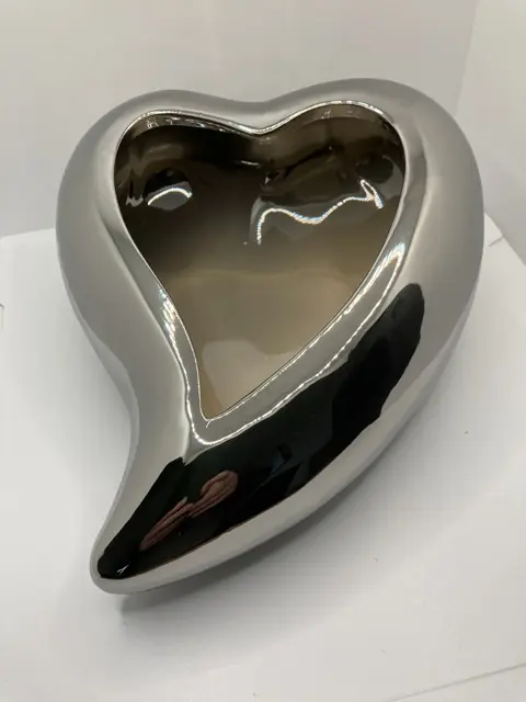 HART ZILVER GEGLAZUURD PLANTENSCHAAL GROOT 25 CM Nieuw