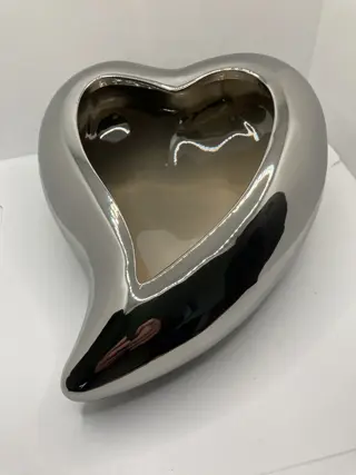 HART ZILVER GEGLAZUURD PLANTENSCHAAL GROOT 25 CM Nieuw