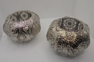 Waxinelichtje houder zilver opengewerkt dia 12 CM NIEUW