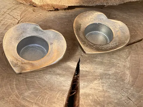 WAXINELICHTHOUDER ZILVER HART 9 CM NIEUW