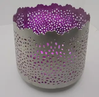 WINDLICHT METAAL ZILVER ROZE 9 cm NIEUW