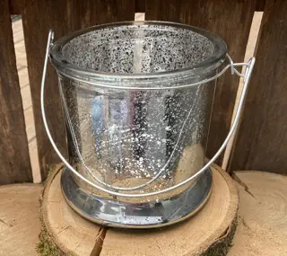 WINDLICHT ZILVER SPATTER RECHT HOOG 12 CM NIEUW