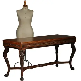 Amerikaanse Bibliotheektafel met onzichtbaar vergrotingsmechaniek ook als eetkamertafel te gebruiken ca 1920