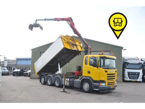 Scania G450 8X4 KIPPER + PALFINGER KRAAN (bj 2016)