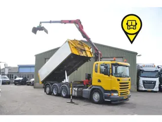 Scania G450 8X4 KIPPER + PALFINGER KRAAN (bj 2016)